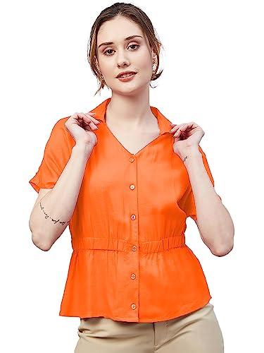 rare women's solid regular fit blouse (ep7547d_orange s)