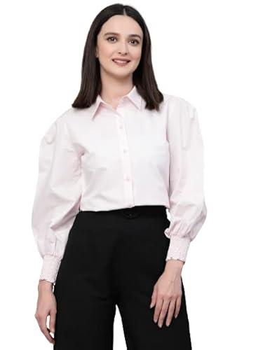 style quotient women solid pink polycotton formal shirt