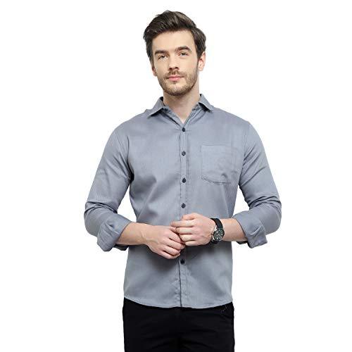 latest chikan men's regular fit full sleeve cotton casual shirt,38 grey