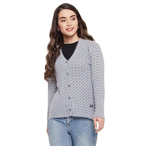 duke women's wool blend cardigan sweater (sds1042_skyway_m