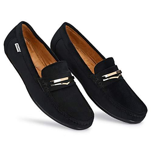 prolific men's casual suede loafers & driving shoes black