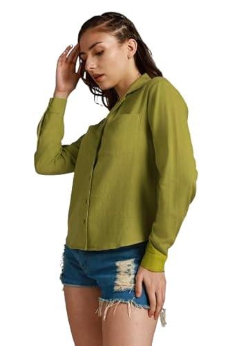 high star women's regular fit shirt (hswshw23001fk_gn_green