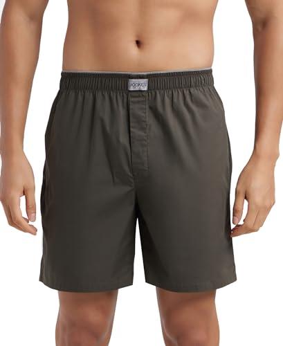 jockey mc10 men's super combed mercerized cotton woven fabric boxer shorts_deep olive_l