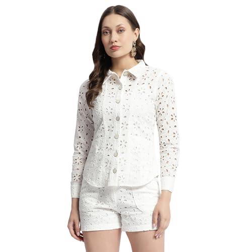 madame white schiffli cotton shirt