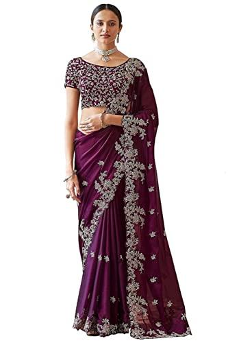 trendmalls women's rangoli silk heavy embroidred saree