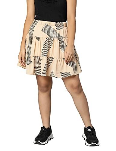 oxolloxo girls regular fit polyester none stripe casual beige skirt