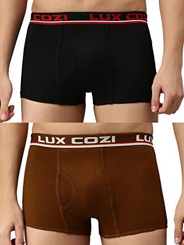 lux cozi bigshot men's pack of 2 black & mustard semi long trunk (size : 85cm)