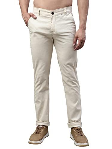 majestic man slim fit formal trousers for men (32, cream)