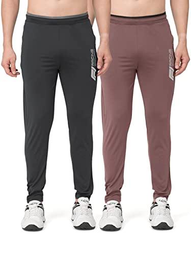 bullmer mens trendy cotton blend active athleisure trackpants - pack of 2 - dark grey_taupe/x-large