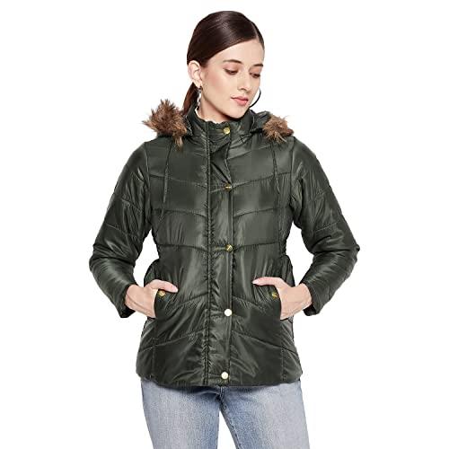 duke stardust women full sleeve jacket (sdz6739_bottle green_l)