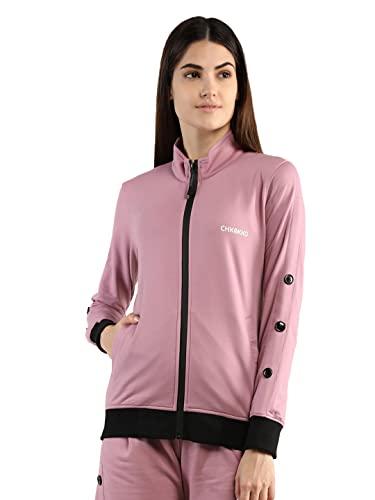 chkokko women winter zipper stylish jacket pastel pink m