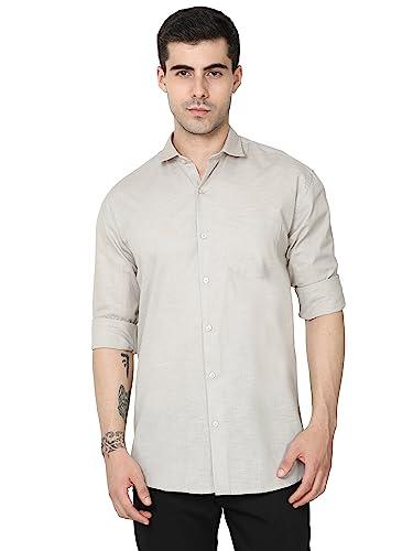 miraan men's linen cotton long sleeve casual shirt (siglinengreyxxxl_grey_xxx-large)