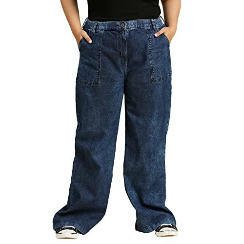 high star women's wide leg stretchable jeans (hswjns23022p_42_blue