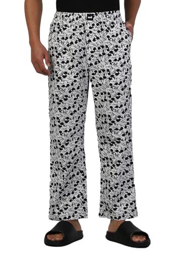 bewakoof official disney men's all over printed regular fit pyjama_570797_white_l