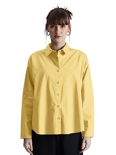 the souled store solids: sunshine womens and girls oversized fit solid full sleeve cotton yellow color women boyfriend shirts women boyfriend shirts fashionable trendy graphic prints pop culture