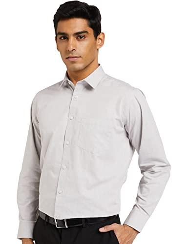 amazon brand - symbol men's cotton rich formal shirt | plain | full sleeve - regular fit (available in plus size) (grey_42)