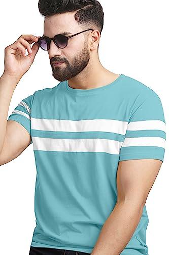 ausk tshirt for men || half sleeve t shirts for men || mens cotton t-shirt (color-aqua blue)