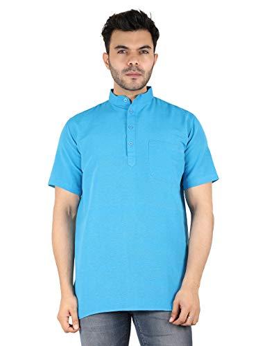 latest chikan men's cotton regular plain short kurta half sleeves - casual ethnic wear,42 firozi…