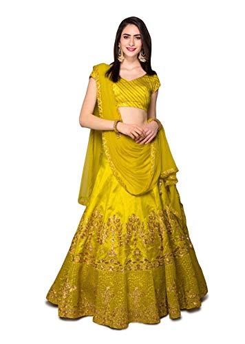 zeel clothing women's faux silk semi stitched lehenga choli (7030-green-wedding-bridal-heavy-lehenga_green_free size)