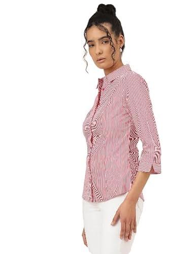 marks & spencer women's regular fit shirt (60676632001_red mix