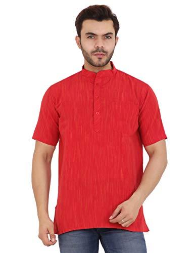 latest chikan men's cotton regular short kurta (skpy-001_red_44)