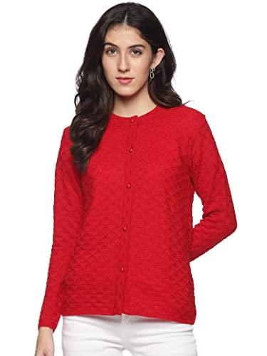 clapton amazing red stylish semi winterwear sweaters with cardigans for women fullsleeve longline round neck with button acrylic woolen soft wool blend solid cardigans-nv1220-c-red_xl