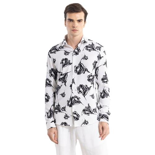 snitch white floral poly shirt