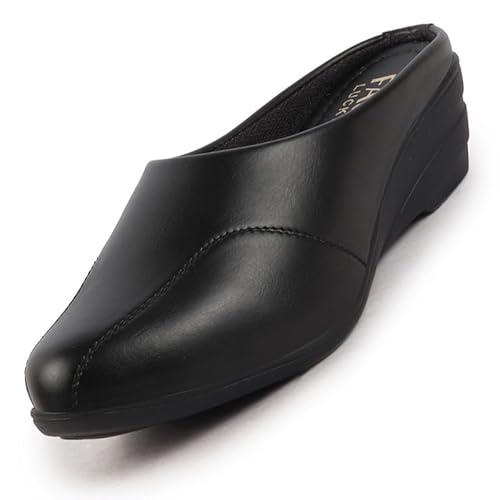 fausto fst fjdwc-7024 black-42 women's black formal back open platform wedge heel slip on mule shoes (9 uk)