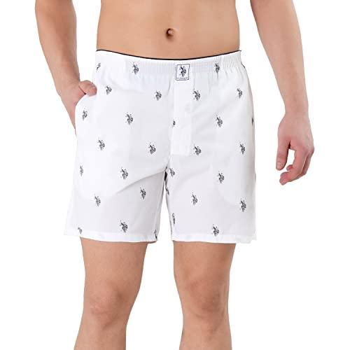 u.s. polo assn. men signature logo pure cotton i021 boxers - pack of 1 (white m)