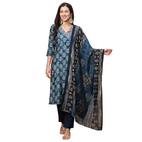 globus women kurta set (3641561001_blue_s)