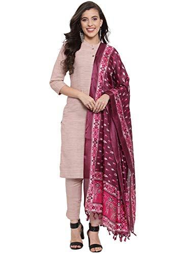 jompers women cotton kurta with pants and printed dupatta. (pink_xxl)