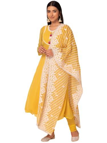 indya department19 chiffon kurta sets (ico00319_yellow_s)