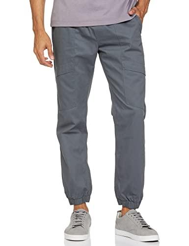 amazon brand - symbol men's stretchable cargo jogger pants | chinos | casual trousers (slim fit) (dk grey_32)