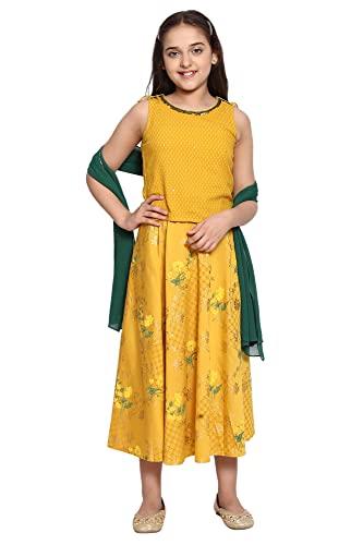 yellow top-skirt-dupatta girls set