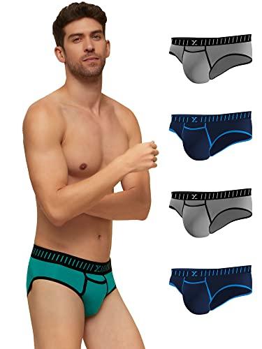 xyxx men's briefs (pack of 5) navigate iris & brilliant blue + steel grey & black_m