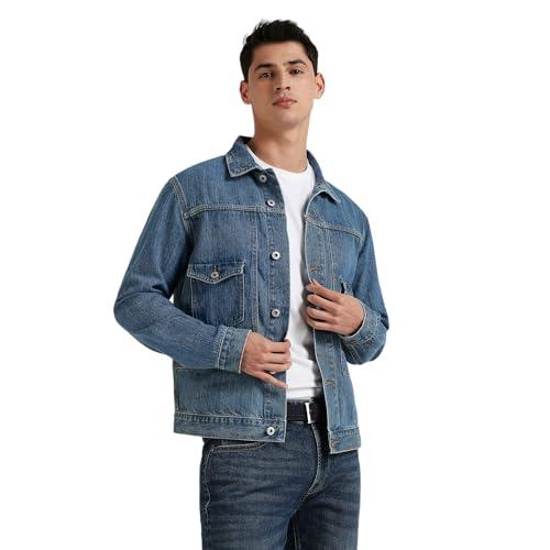 pepe jeans men's a-line coat (pm403004q05_light used_indigo blue