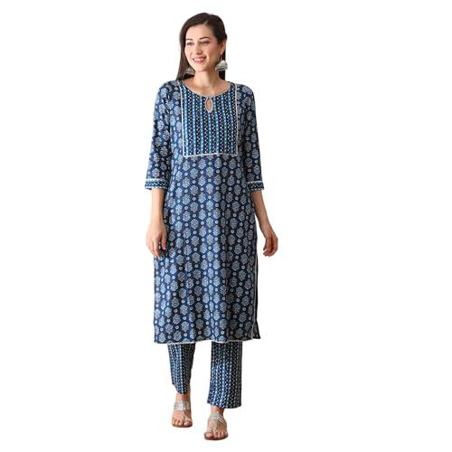 globus women kurta set (gs412632_indigo_s)