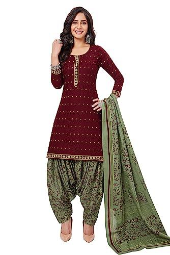 miraan cotton printed readymade salwar suit for women (bandcolor1728xxxl_maroon_xxx-large)