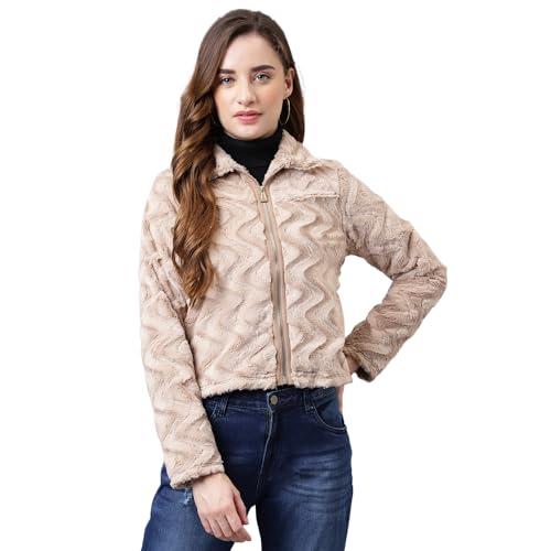 latin quarters women's beige solid full sleeve casual jacket_l