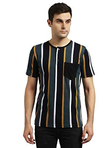 kotty men's round neck printed tshirt(black_grey,s)