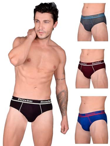 frenchie pro men's cotton brief, solid breathable underwear for men with ultrasoft waistband - pack of 4(90 cm)