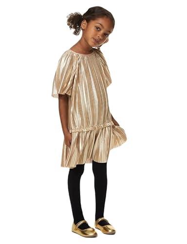 marks and spencer girl's polyester fit and flare above the knee dress (t773710dgold mix_gold