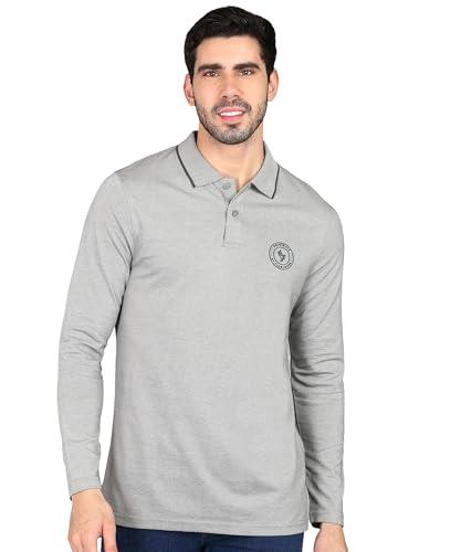 alan jones clothing men's solid full sleeves regular fit polo t-shirt (2xl_steel)