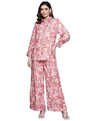 indo era women's silk blend tunics printed co-ords(lcd0ph1009l_peach_l-size)