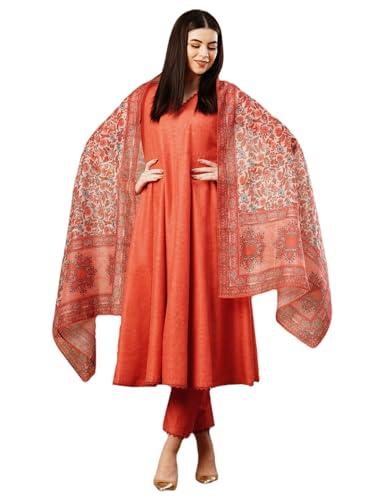 anni designer women's cotton blend anarkali solid kurta with pant & dupatta (utsav peach-fka_m_peach_medium)