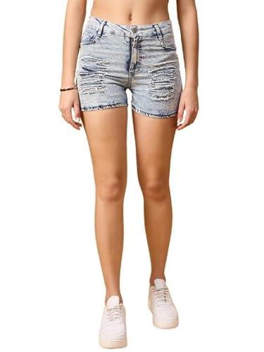 drape and dazzle women's girls high waist straight denim distressed shorts with pockets solid jean summer shorts. blue_nwdd-128-blue-s