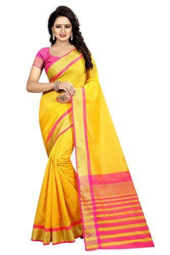 yashika women's silk cotton saree with blouse piece (sdpl-mastani_yellow_fs_yellow)