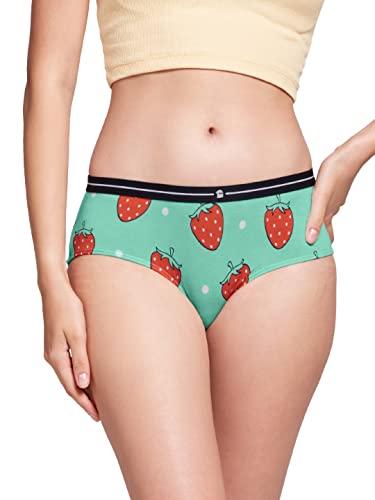 the souled store women sparkling strawberries green printed hipster underwear