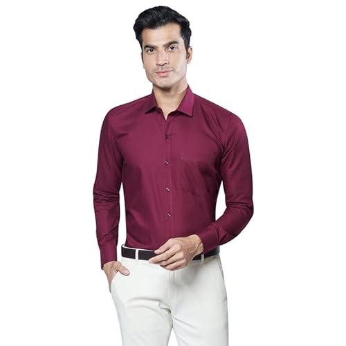 mark & albert men's solid formal shirt wine