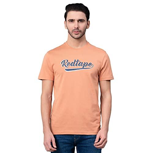 red tape round neck t-shirt for men | comfortable & breathable_rhp0799-s light orange